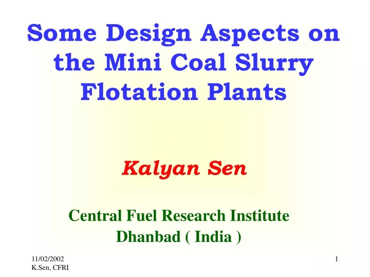some design aspects on the mini coal slurry