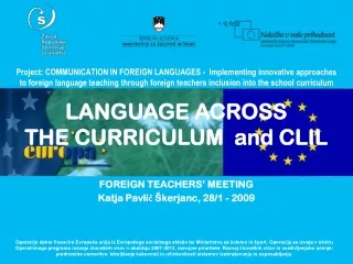 FOREIGN TEACHERS’ MEETING Katja Pavlič Škerjanc, 28/1 - 2009