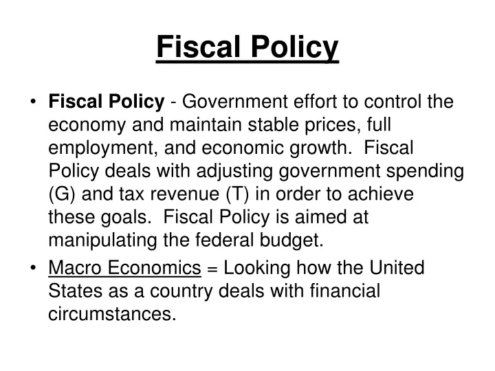 fiscal policy