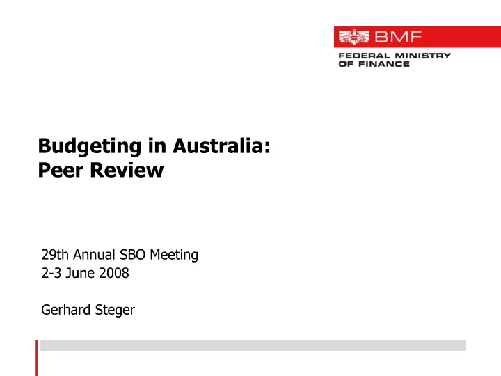 budgeting in australia peer review