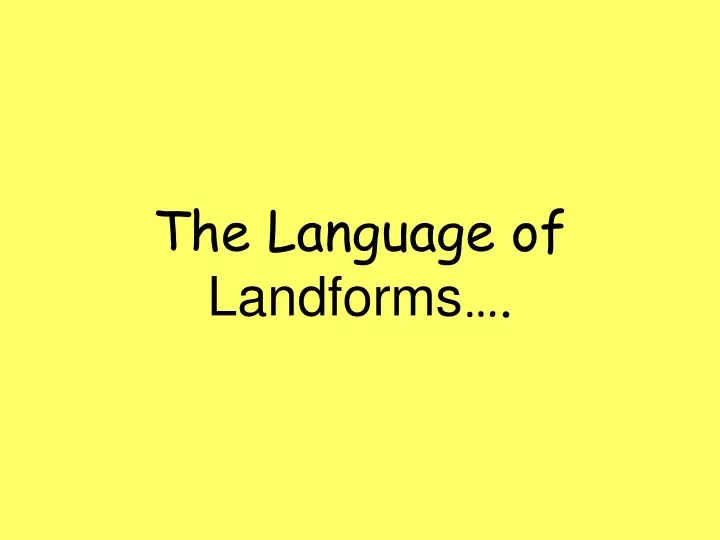 the language of landforms