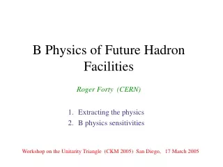 B Physics of Future Hadron Facilities