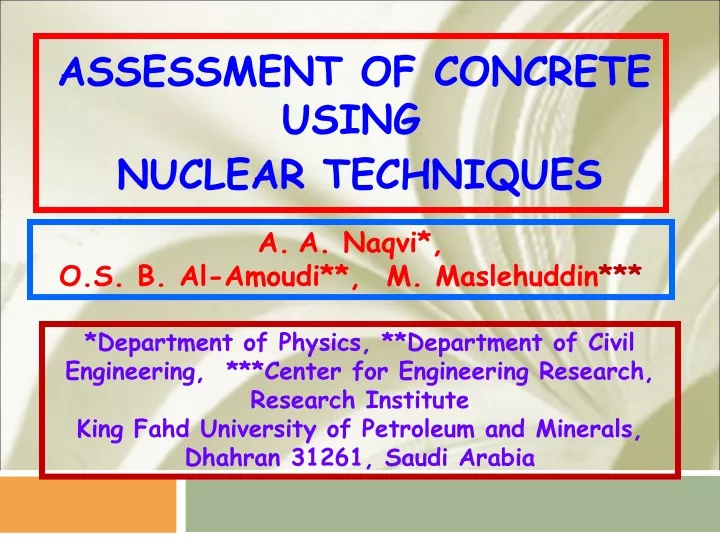 assessment of concrete using nuclear techniques