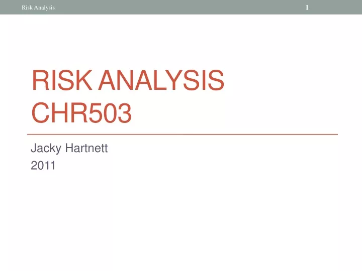 risk analysis chr503