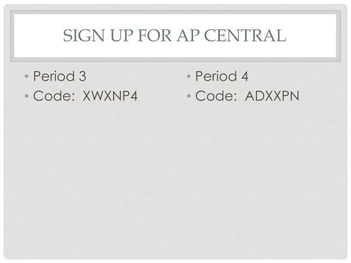 sign up for ap central