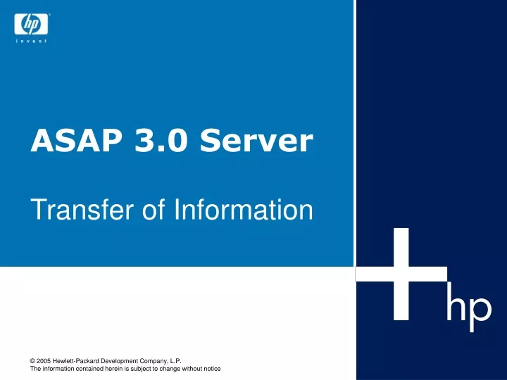 asap 3 0 server transfer of information