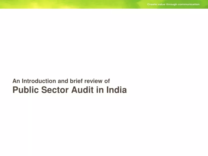 an introduction and brief review of public sector audit in india