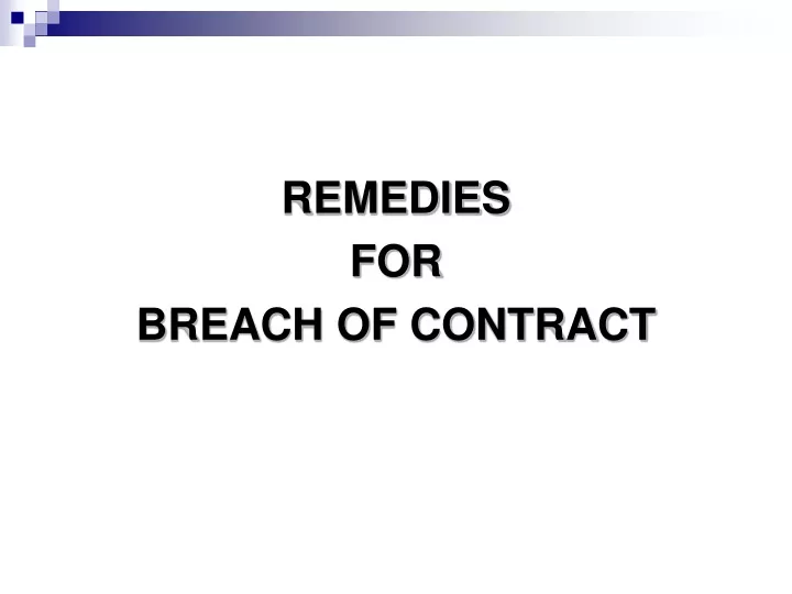 remedies for breach of contract