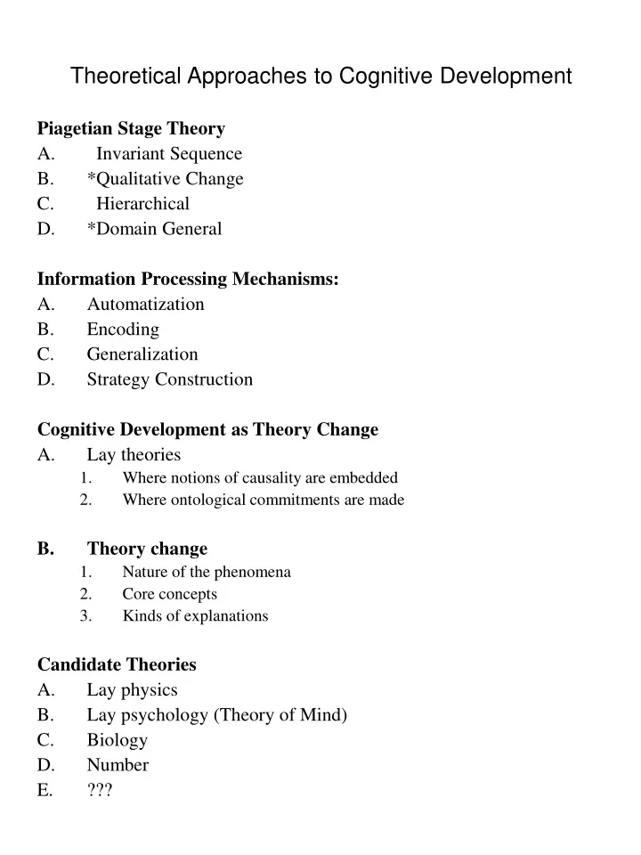 theoretical approaches to cognitive development