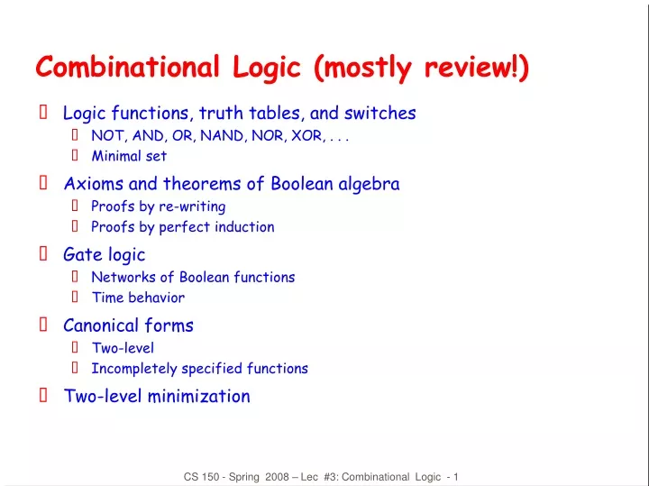 combinational logic mostly review
