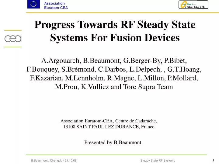 progress towards rf steady state systems for fusion devices