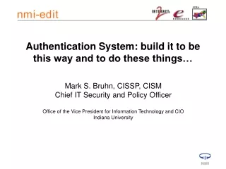Authentication System: build it to be this way and to do these things…