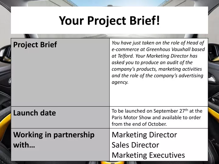 your project brief
