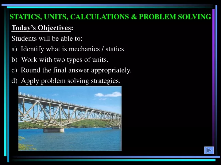 statics units calculations problem solving