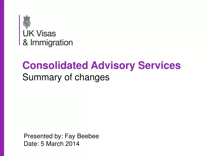consolidated advisory services summary of changes