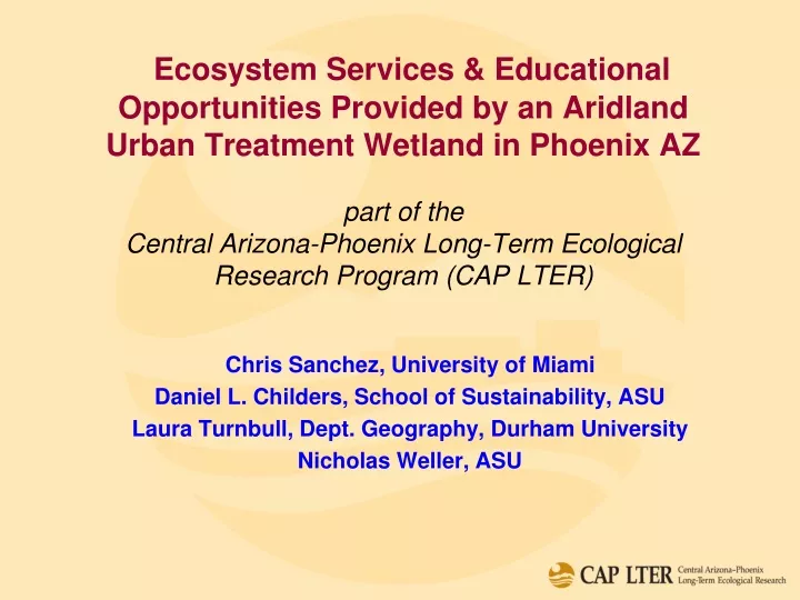 ecosystem services educational opportunities
