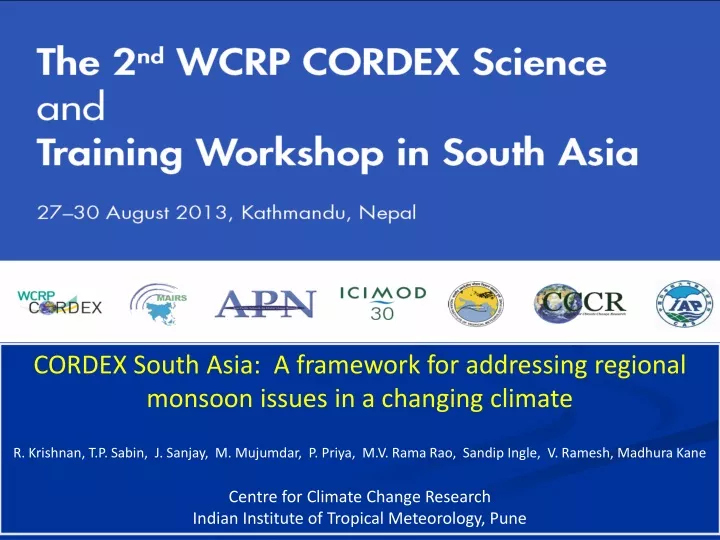 cordex south asia a framework for addressing