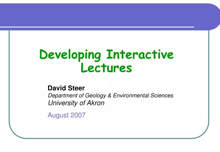 developing interactive lectures