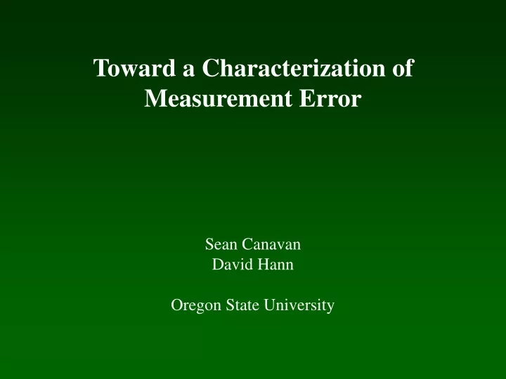 toward a characterization of measurement error