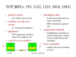 TCP [RFCs: 793, 1122, 1323, 2018, 2581]