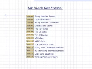 Lab 1: Logic Gate Systems  :