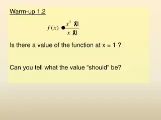 Warm-up 1.2 Is there a value of the function at x = 1 ? Can you tell what the value “should” be?