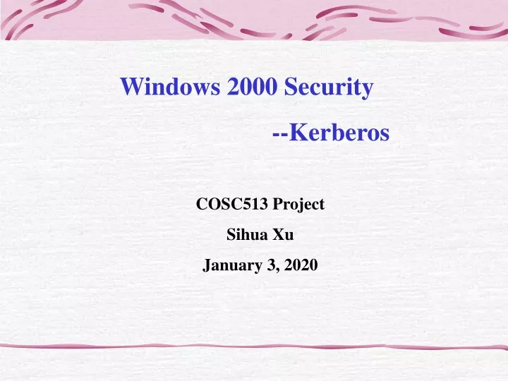 windows 2000 security kerberos