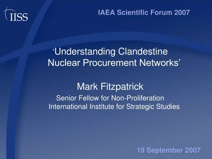 iaea scientific forum 2007
