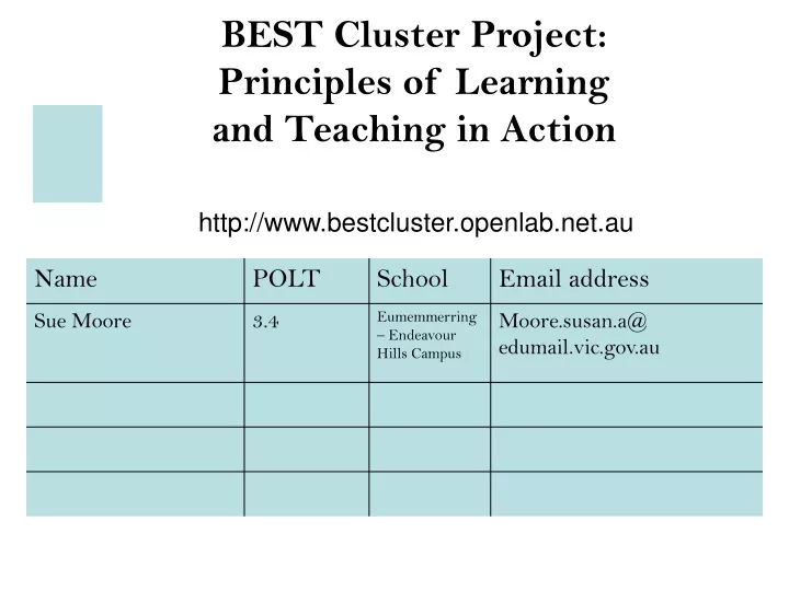 best cluster project principles of learning