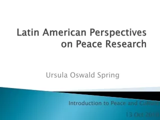 Latin American Perspectives on Peace Research