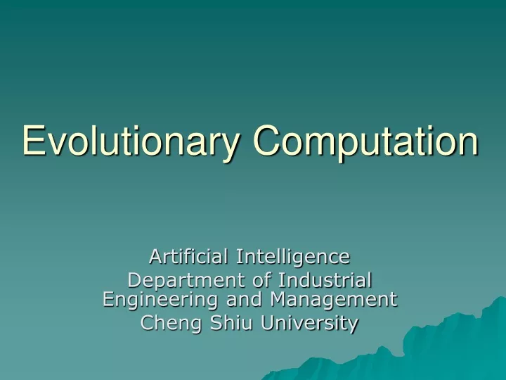 evolutionary computation