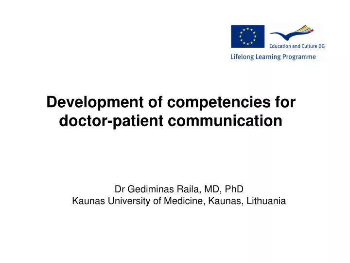 development of competencies for doctor patient communication