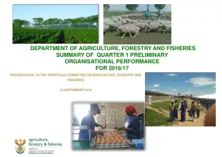 PRESENTATION TO THE PORTFOLIO COMMITTEE ON AGRICULTURE, FORESTRY AND FISHERIES 13  SEPTEMBER 2016