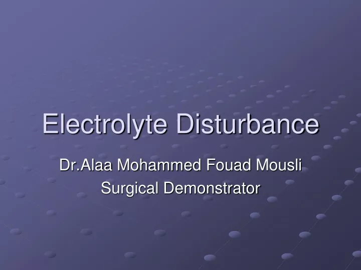 electrolyte disturbance