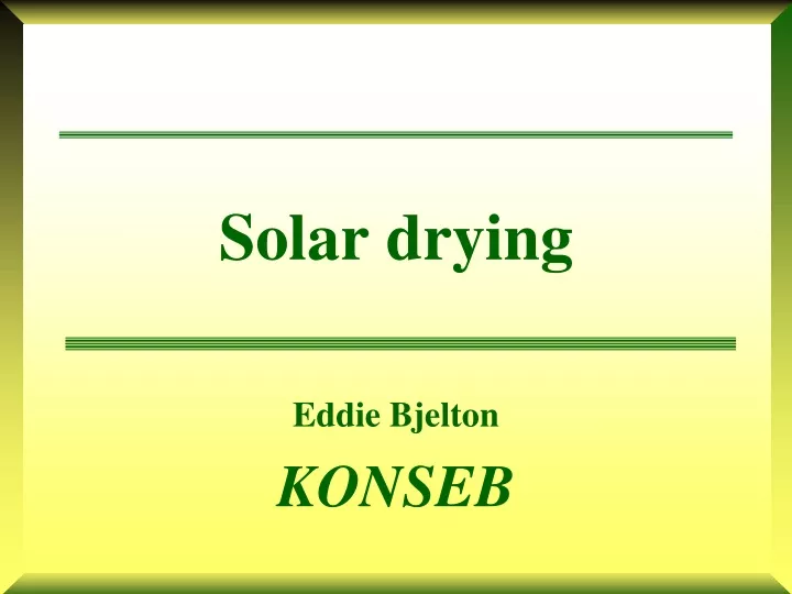 solar drying