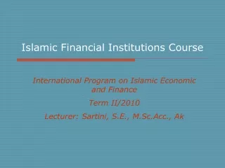 Islamic Financial Institutions Course