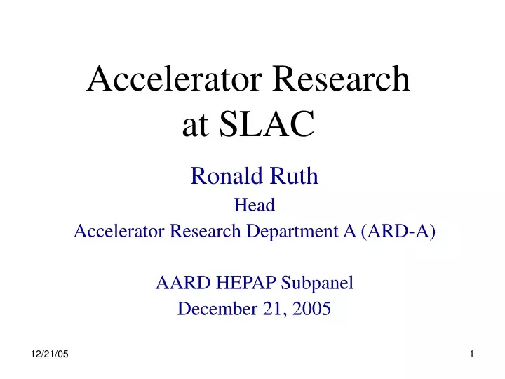 accelerator research at slac