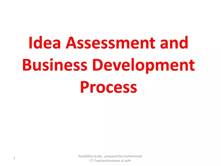 idea assessment and business development process