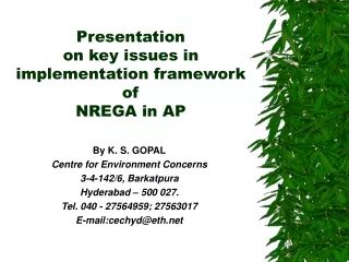 Presentation  on key issues in implementation framework of  NREGA in AP