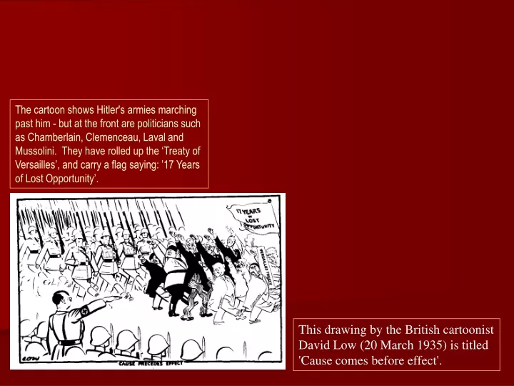 the cartoon shows hitler s armies marching past