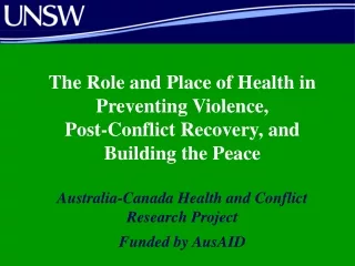 The Role and Place of Health in Preventing Violence,