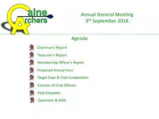 Annual General Meeting  9 th  September 2018