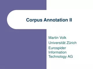 Corpus Annotation II