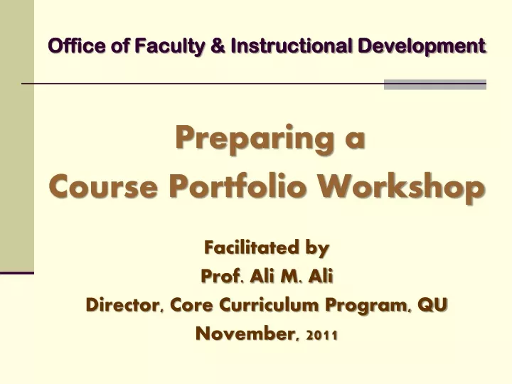 office of faculty instructional development