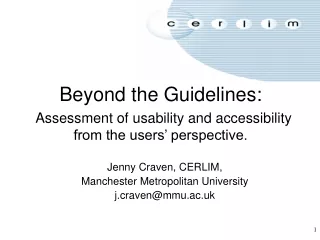Beyond the Guidelines: Assessment of usability and accessibility from the users’ perspective.