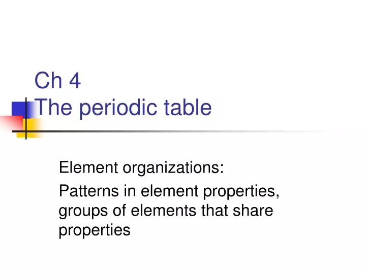 ch 4 the periodic table