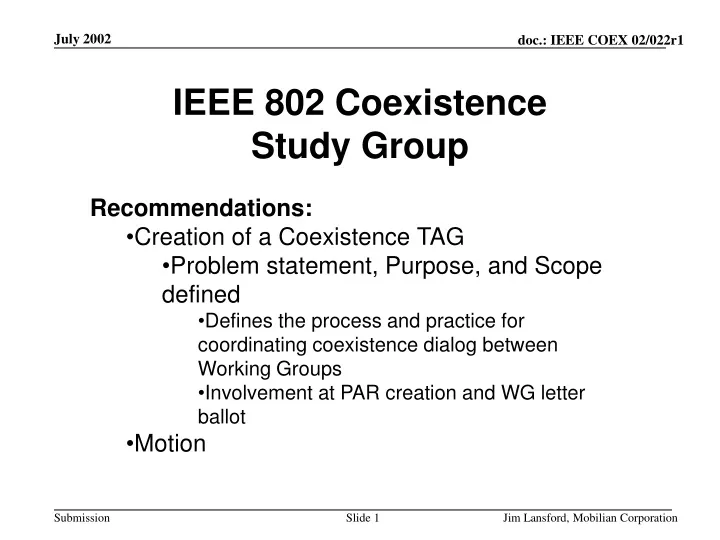 ieee 802 coexistence study group