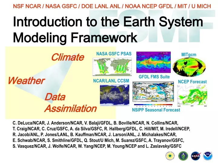 introduction to the earth system modeling framework