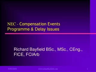 NEC -  Compensation Events Programme &amp; Delay Issues