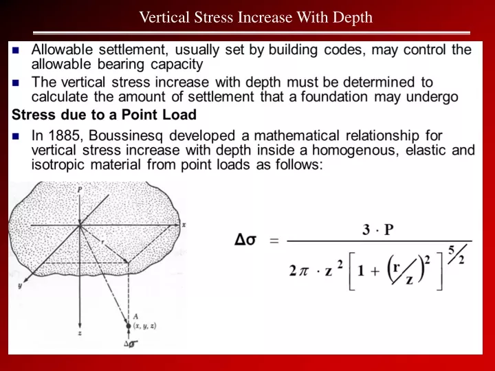 vertical stress increase with depth